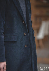 Maden Cargo Trench Men's Coats Corduroy Tweed Coat Vintage Windbreaker Fall Winter V-neck Turn-down Collar Solid Pocket Jacket